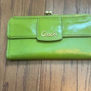Coach Lime Green Leather Wallet